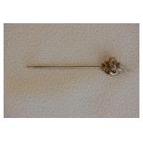 14k Gold Diamond And Pearl Pin