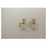 A Pair Of 14 Karat Gold And Pearl Earrings