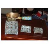 Lot of Four Antique Chinese Enamel / Iron Articles