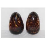 Lot of Two Art Glass Eggs