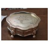 Engraved Silverplate Lion Feet Box