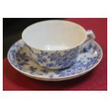 Antique Japanese Blue and White Cup and Saucer