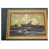 An Oil on Masonite Clippership