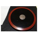 A Lacquer or Wood and Sterling Round Box