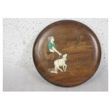 A Wooden, Bone Inlaid Wall Hanger