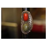 A Navajo Sterling and Torquise and Coral Ring