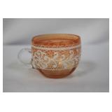 A Handpainted Orange Colour Glass Cup