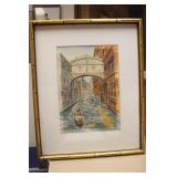 Vintage Etching and Watercolour