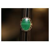 Malachite and Sterling Ring