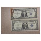 Lot of 2 1957 Blue Seal $1.00 Note
