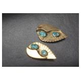 Pair of Sterling and Turquoise Earrings