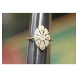 Possible Diamond Chip and Sterling Gemstone Ring