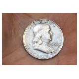 1957-D US Franklin Silver Half Dollar