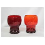Lot of 2 ruby Red Glass Cups
