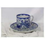A Japanese Blue and White Cup and Saucer