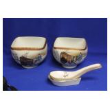 Kutani Bowls and Spoon/Spoon Rest