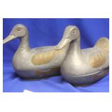 A Pair of Vintage Chinese Pewter Duck Boxes