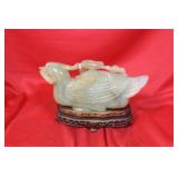 A Jade or Similar Hardstone Swan on Base