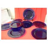 Lot of 8 Vereco Cobalt Blue Glass Plates