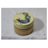 A Hand Painted Round Trinket Box