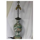 A Chinese Famille Verte Converted Floor Vase