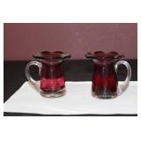 A Pair of Cranberry Ruffle Edge Cups
