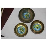 Lot of 3 Vintage Chinese Small Enamel Trays