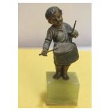 A Bronze Boy Figure on an Onyx Stand