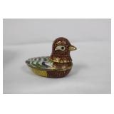A Chinese Cloisonne Duck Form Trinket Box