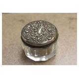 Ornate Sterling Top and Glass Trinket Box