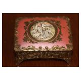 Vintage Metal and Porcelain Trinket Box