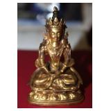 Small Rare Antique Chinese Gold Gilt Bronze Buddha