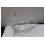 A Swan Shape Crackle Glass Bowl