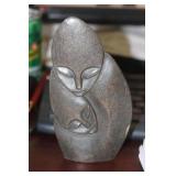 Mother and Child Carved Onyx Statue