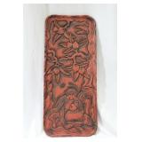 A Vintage Cinnabar on Wood Tray or Panel