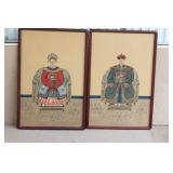 Pair of Chinese Ancestral Pastel on Silk