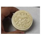 A Chinese Well Carved Bone Trinket or Pill Box