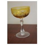 A Yellow Cut Glass Wine Goblet