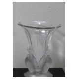 A Signed Tchecoslov Frost Glass Center Piece Vase