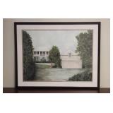 Pink House in Wood Frame Watercolour