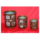Set of 3 Japanese Cloisonne Cylinder Container