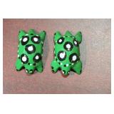 A Pair of Painted Wooden Turtles