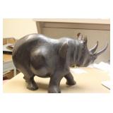 Large Solid Wood Rhinoceros