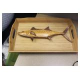 Wooden Trout inside a Wooden Tray