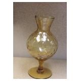 Amber Coloured Glass Vase