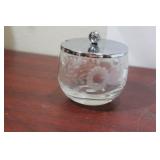 An Etched Glass Sugar Container