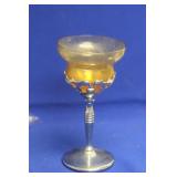 Silverplated and Amber Glass Goblet