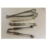 Lot of 3 Stainless/Silverplated Tongs