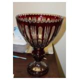 A Huge Bohemian Ruby Red Cut Glass Bowl