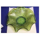 Green Carnival Glass Bowl